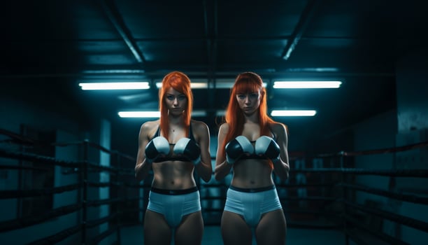 female kick boxer and boxing illustration photo