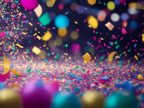 Colorful Confetti and Bokeh on a Carnival, Generative AI Illustration. photo