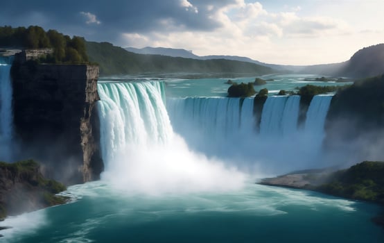 A beautiful nature water fall, Generative AI Illustration. photo