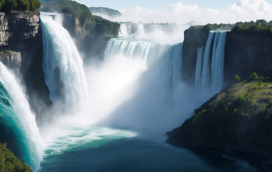 A beautiful nature water fall, Generative AI Illustration. photo