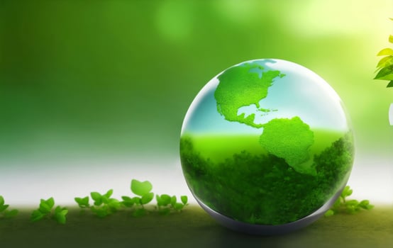 Globe Glass with green little plant, Generative AI Illustration. photo