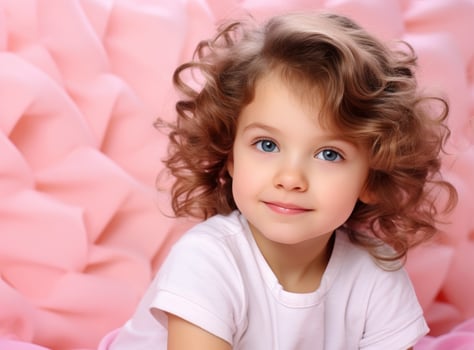 Beautiful girl on pink background photo