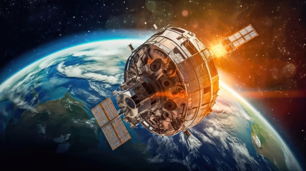 Earth Orbiting Space Satellite - Generative AI photo