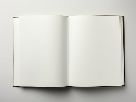 blank page of opened notebook on white background generative AI photo