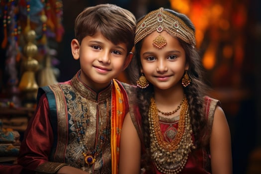 indian cute brother and sister in rakhsa bandhan generative AI photo