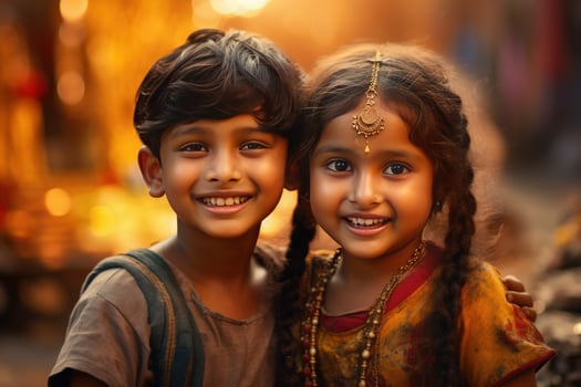 photo of happy brother and sister generative AI