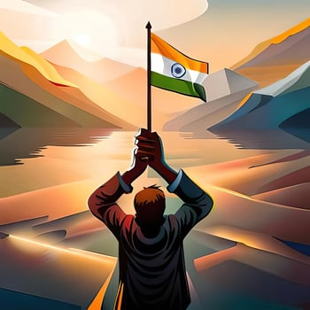 India independence day composition with flat design Generative AI photo