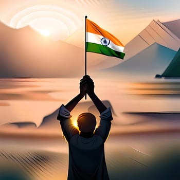 India independence day composition with flat design Generative AI photo
