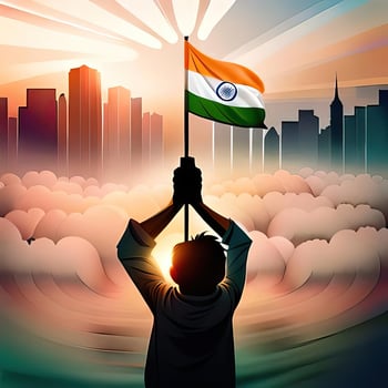 India independence day composition with flat design Generative AI photo