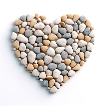 Heart made of sea stones. Heart shaped sign. Symbol of love. AI Generated photo