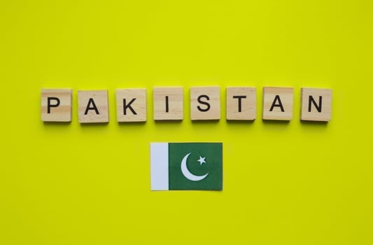 August 14, Independence Day of Pakistan, flag of Pakistan, minimalistic banner with wooden letters photo