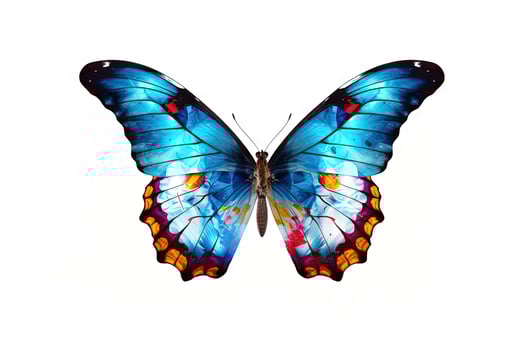 Butterfly with colorful wings isolated on white. Generative AI. photo