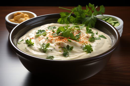 A delicious chicken soup food with vegetables in a bowl. Winter food and high protein soup meal concept by AI Generated photo