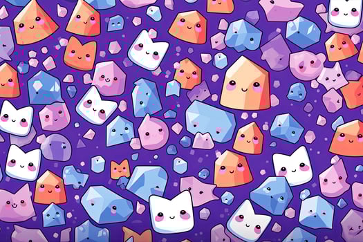 a purple background with a bunch of cartoon cats generative AI photo