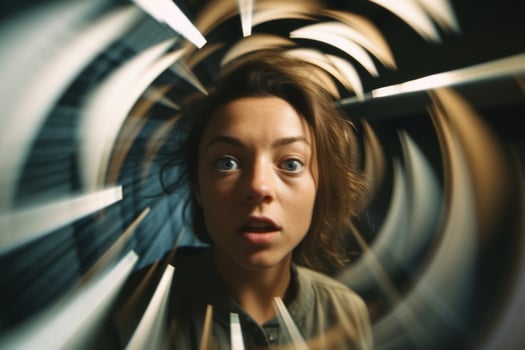 a woman is looking at the camera in a tunnel generative AI photo