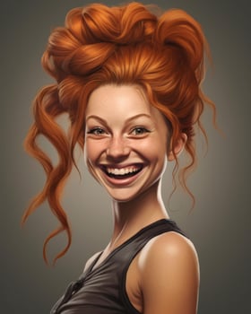 a woman with red hair is smiling generative AI photo