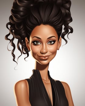 an illustration of a beautiful woman with curly hair generative AI photo