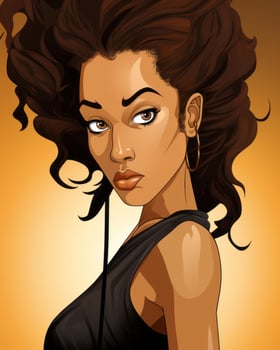 an illustration of a beautiful woman with curly hair generative AI photo