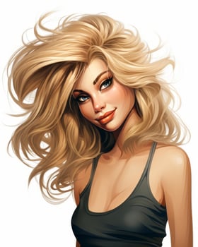an illustration of a beautiful blonde woman with long hair generative AI photo