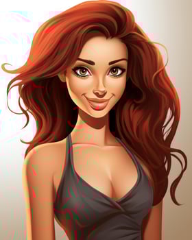 an illustration of a beautiful woman with long red hair generative AI photo