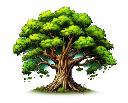 an illustration of a green tree on a white background generative AI photo