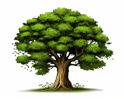 an illustration of a green tree on a white background generative AI photo
