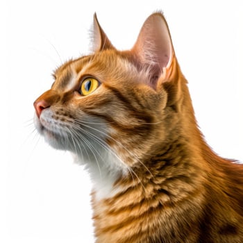an orange tabby cat is looking to the side generative AI photo