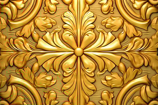 golden wallpaper with floral designs on it generative AI photo