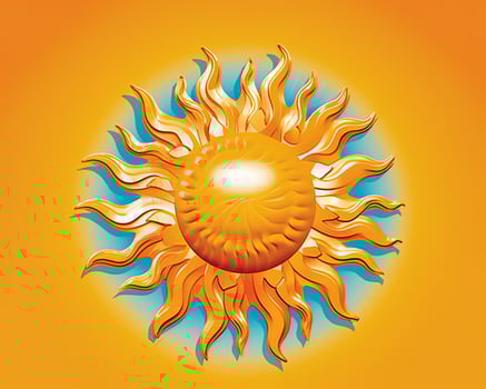 the sun is shown on an orange background generative AI photo