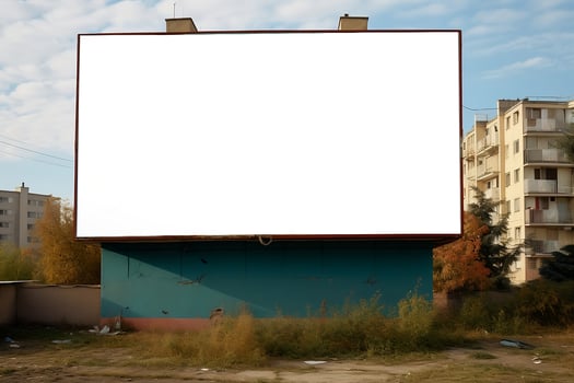 Layout of a white outdoor advertising poster in the city. AI generated photo