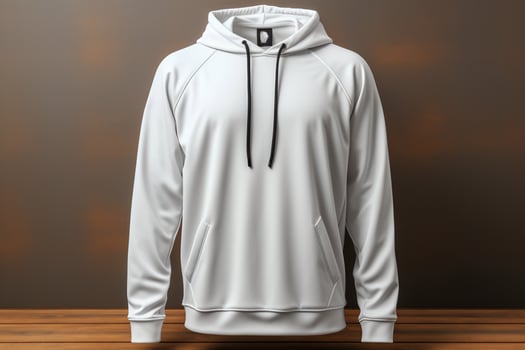 Blank white hoodie template, 3D-rendered Long sleeves, hoody design AI Generated photo