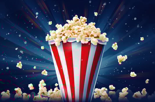 Vivid movie background with pop corn photo