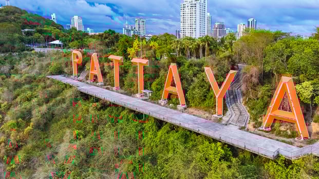 large letters PATTAYA Aerial view of Pattaya , Thailand photo
