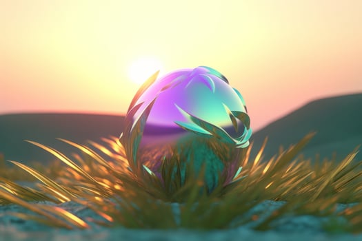 3D Render of an Iridescent Summer Theme Background generative AI photo