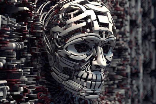 Cryptic Bizarre Dark Monster Skeleton Background with Otherworldly Design 3D Render generative AI photo