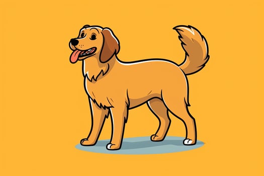 Golden Retriever Dog Graphic Illustration Isolated on a Monochrome Background generative AI photo