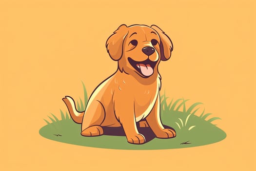 Golden Retriever Dog Graphic Illustration Isolated on a Monochrome Background generative AI photo