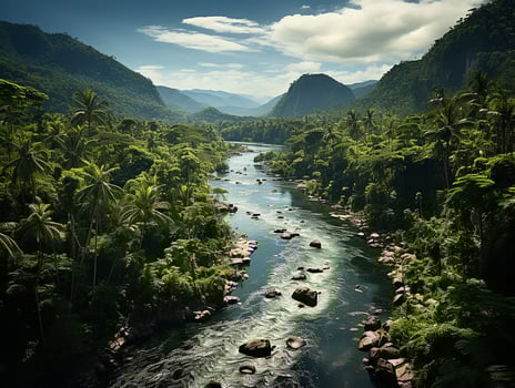 aerial view of rain forest at the daylight AI generative photo