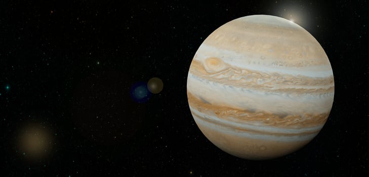 Jupiter the surface of the stars cosmic background planet 3d illustration photo