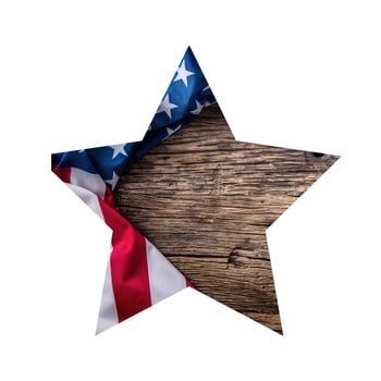 American flag in star shape isolated on white background photo