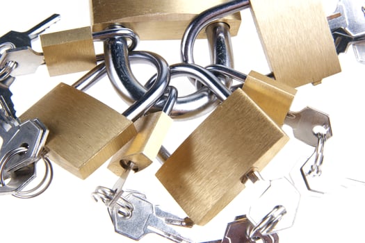 a lock with several locks and keys photo