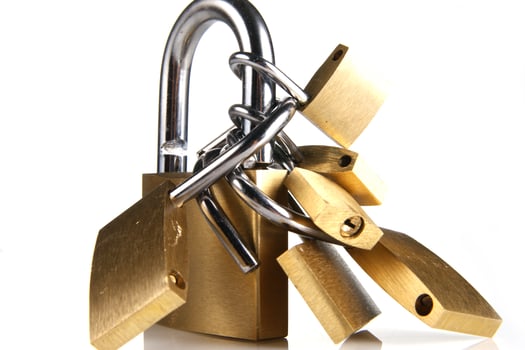 a lock with several locks and keys photo