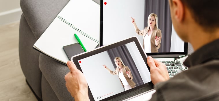 video LESSONS on the tablet screen, learning online photo