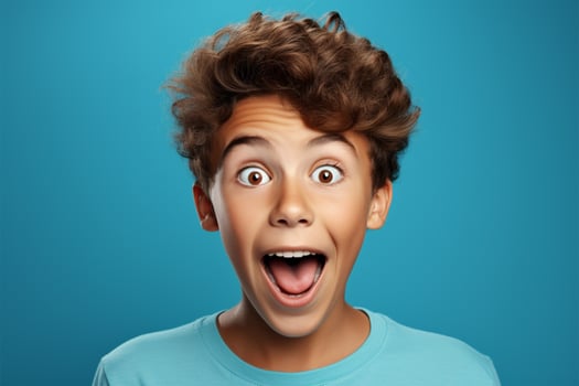 Teenager child boy with shocked facial expression AI Generated photo