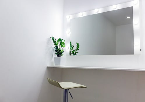 Woman's makeup place with mirror and bulbs photo