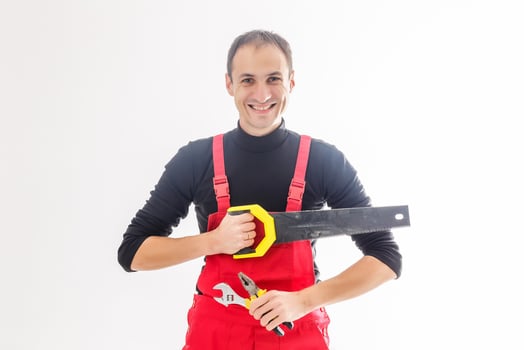 Stock image of handyman over white background photo