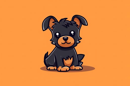 Graphic Illustration of a Dog Isolated on a Monochrome Background generative AI photo