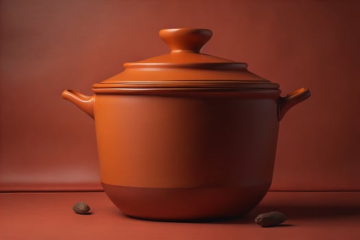 Empty ceramic pot on solid color background. Minimalistic design. ai generative photo