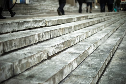 Steps on street. Architectural details. Dirty steps. photo