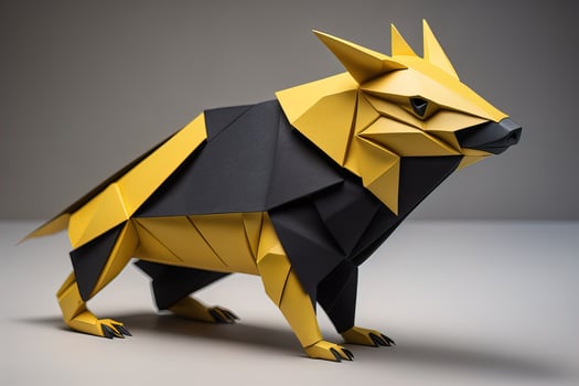 Paper origami animal isolated on solid color background. ai generative photo